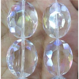 Chinese crystal glass bead, faceted oval, approx 16x20mm, 18pcs per st