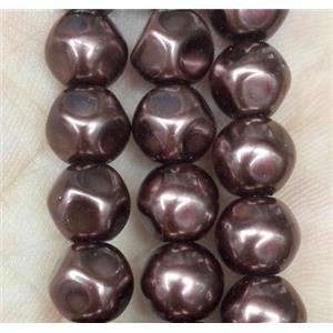 glass pearl bead, faceted round, coffee, approx 6mm dia, 68pcs per st