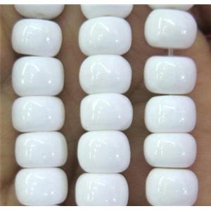 jade bead, rondelle, white, approx 6x8mm