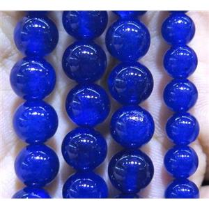 round jade beads, blue dye, approx 12mm dia, 32pcs per st