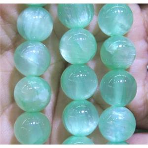 round jade beads, lt.green dye, approx 8mm dia, 48pcs per st