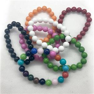 Stretch Jade bracelet, round, dye, approx 6mm, 28pcs per st