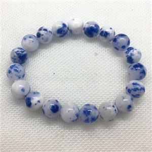 Stretch Jade bracelet, round, dye, approx 6mm, 28pcs per st