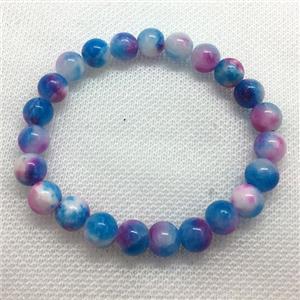 Stretch Jade bracelet, round, dye, approx 6mm, 28pcs per st