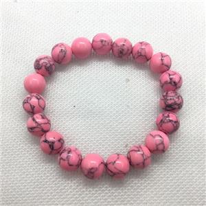 Stretch Jade bracelet, round, dye, approx 6mm, 28pcs per st