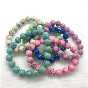 Stretch Jade bracelet, round, dye, approx 6mm, 28pcs per st