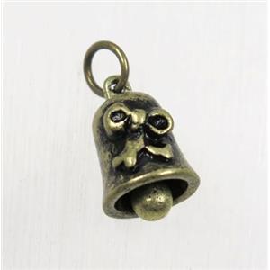 tibetan silver bell pendants, non-nickel, antique bronze, approx 9x10.5mm