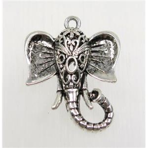 tibetan silver elephant pendant, non-nickel, approx 22x25mm