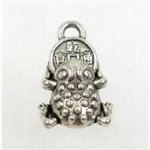 tibetan silver frog pendant, non-nickel, approx 11x13mm
