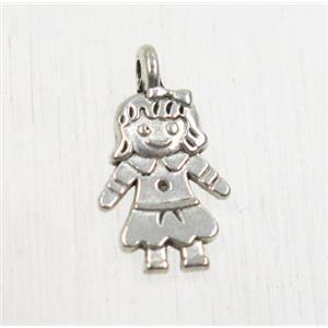 tibetan silver gird pendant, non-nickel, approx 9x12.5mm