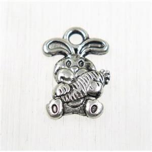 tibetan silver rabbit pendant, non-nickel, approx 10x15mm