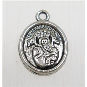 tibetan silver pendant, non-nickel, approx 12x14mm