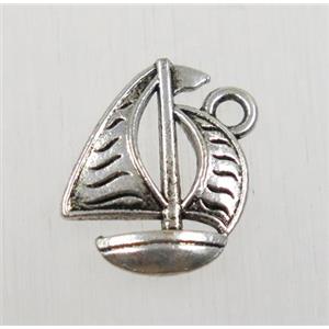 tibetan silver sailboat pendant, non-nickel, approx 12.5x16.5mm
