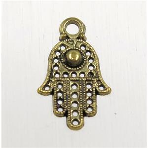 tibetan silver hamsahand pendant, non-nickel, antique gold, approx 12x16mm
