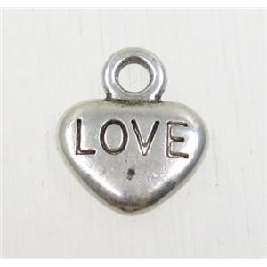 tibetan silver heart pendant, non-nickel, approx 9x10.5mm