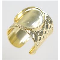 copper ring with cabochon pad, gold plated, approx 20mm, 15mm