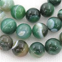 round striped Agate Beads, green, approx 4mm dia
