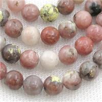 Round Plum Blossom Jasper Beads Pink Smooth, approx 6mm dia