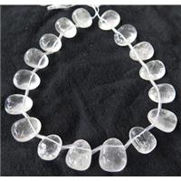 Clear Quartz beads collar, teardrop, top-drilled, approx 15-26mm