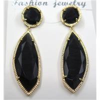 black cat eye stone earring, approx 10x10mm, 14x28mm