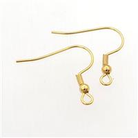 stainless steel earring hook, gold plated, approx 15-20mm