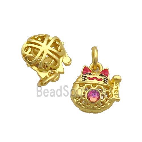 Alloy Lucky Cat Pendant Enamel Duck Gold