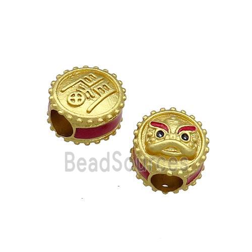 Copper Tiger Beads Painted Large Hole Gold Plated