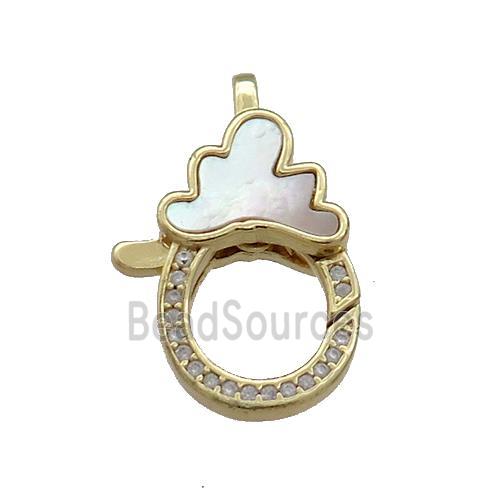 Copper Lobster Clasp Pave Shell Zircon 18K Gold Plated