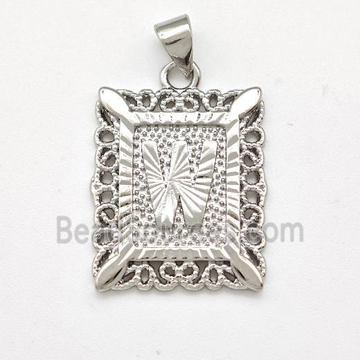 Copper Letter-W Pendant Frame Platinum Plated