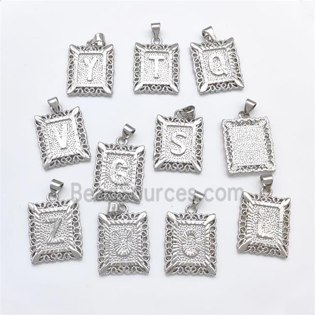 Copper Alphabet Pendant Frame Platinum Plated Mixed Letters