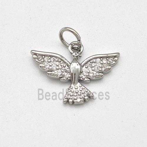Copper Eagle Pendant Pave Zirconia Hawk Bird Platinum Plated