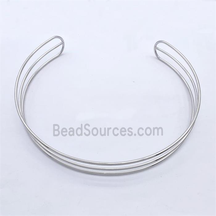 Copper Wire Collar Necklace Platinum Plated