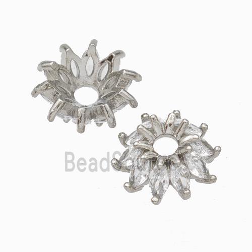 Copper Beadcaps Micropave Zirconia Platinum Plated