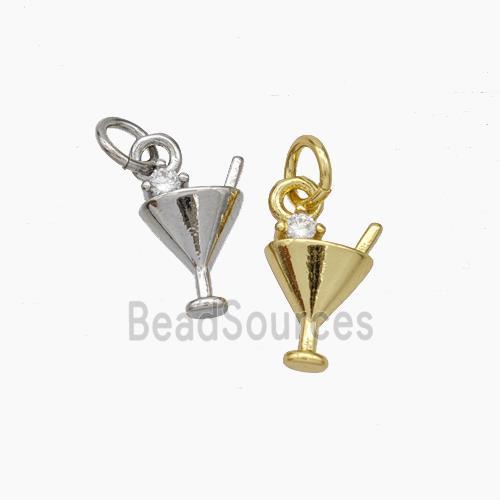 Wine Cap Charms Copper Pendant Pave Zirconia Mixed