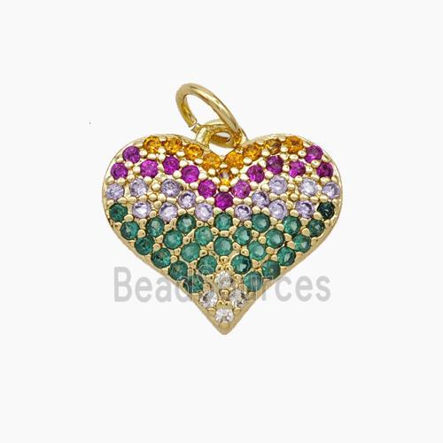 Copper Heart Pendant Micropave Zirconia Gold Plated