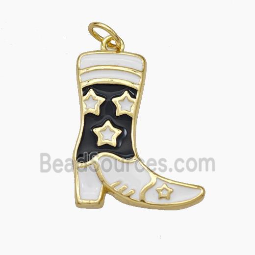 Cowboy Boots Charms Copper Shoes Pendant Enamel Gold Plated