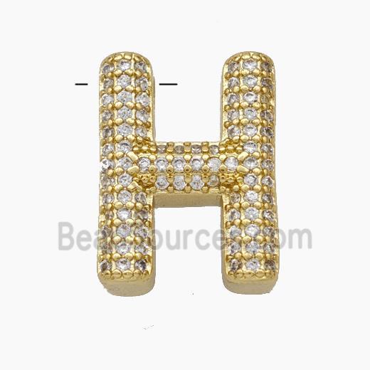Copper Letter-H Pendant Pave Zirconia Gold Plated