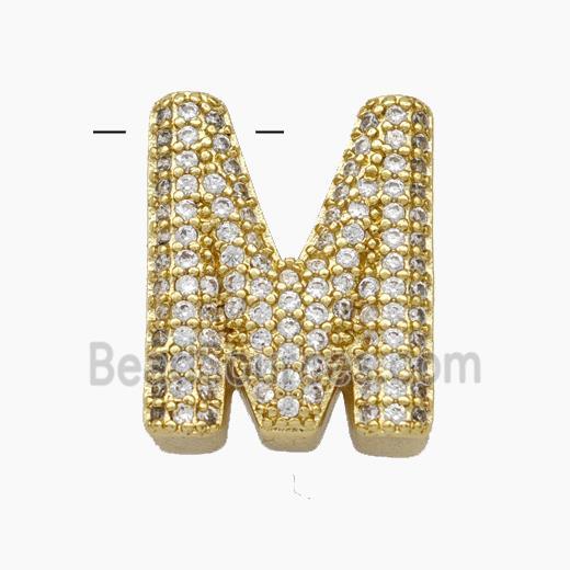 Copper Letter-M Pendant Pave Zirconia Gold Plated