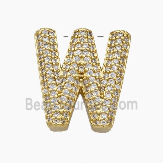 Copper Letter-W Pendant Pave Zirconia Gold Plated
