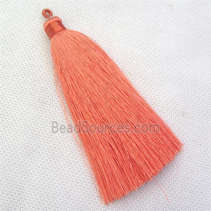 orange nylon wire tassel pendants, silken, A grade