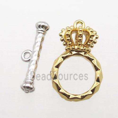 copper crown Toggle Clasp, gold plated