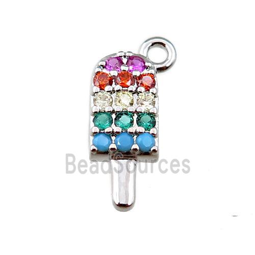 copper icecream pendant pave zircon, platinum plated