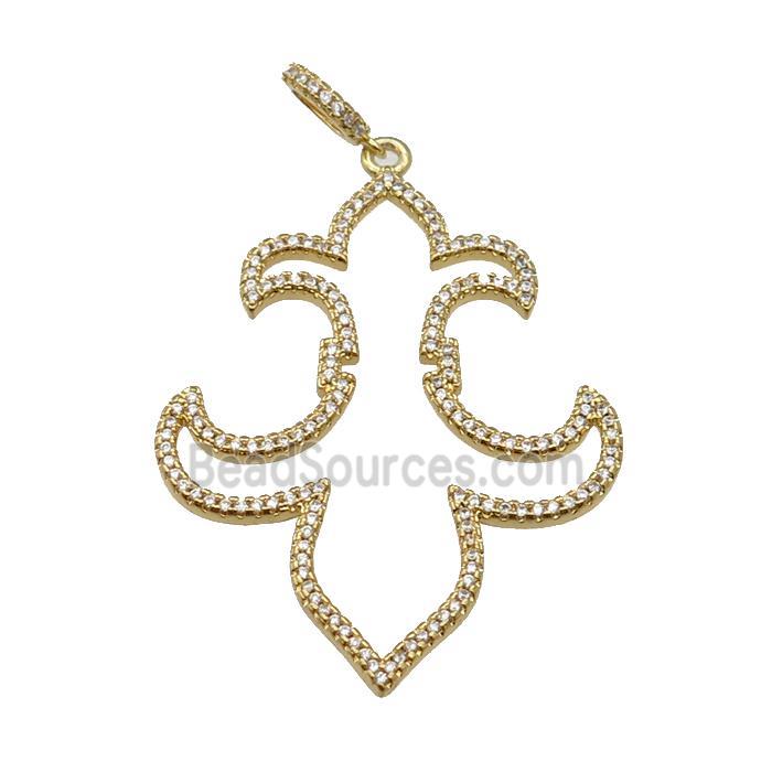 copper pendant paved zircon, gold plated