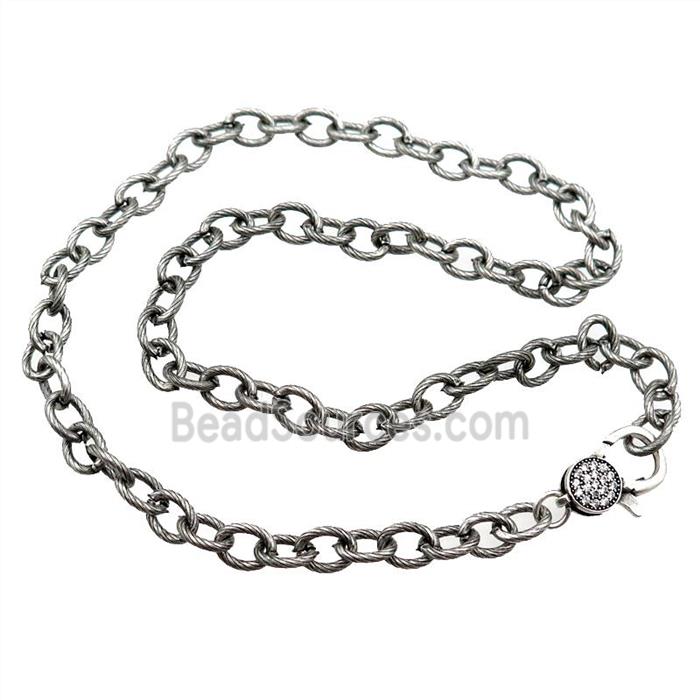 iron necklace chain, antique silver