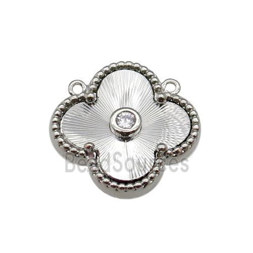 copper Clover pendant, platinum plated