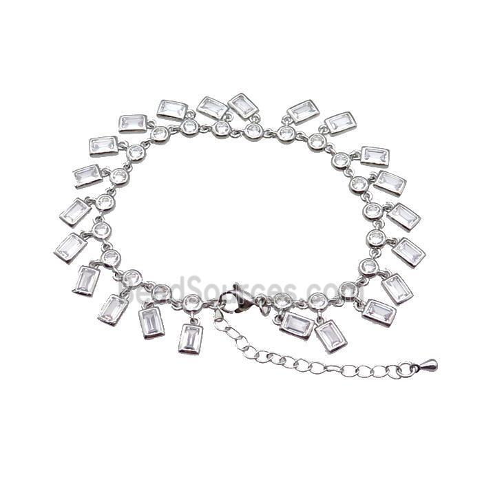 copper Bracelet pave zircon, platinum plated