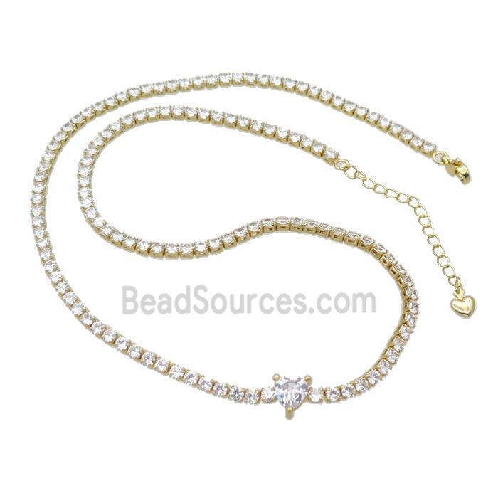 Copper Necklace Pave Crystal Glass Gold Plated