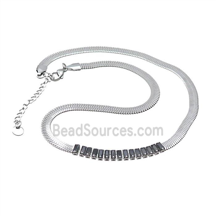 Copper Necklace Pave Black Crystal Glass Platinum Plated