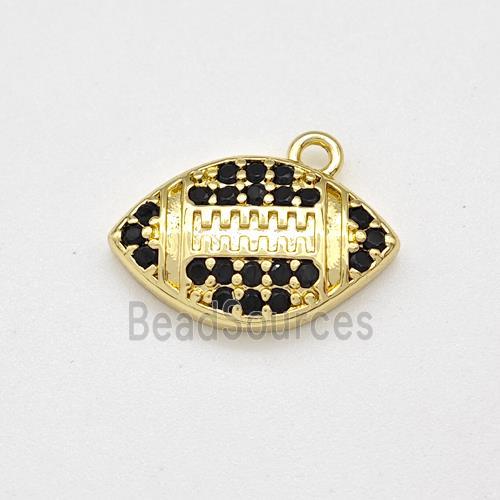 American Football Charms Copper Rugby Pendant Micro Pave Zirconia Sport Gold Plated