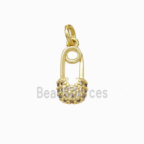 Safetypins Charms Copper Pendant Pave Zirconia Gold Plated